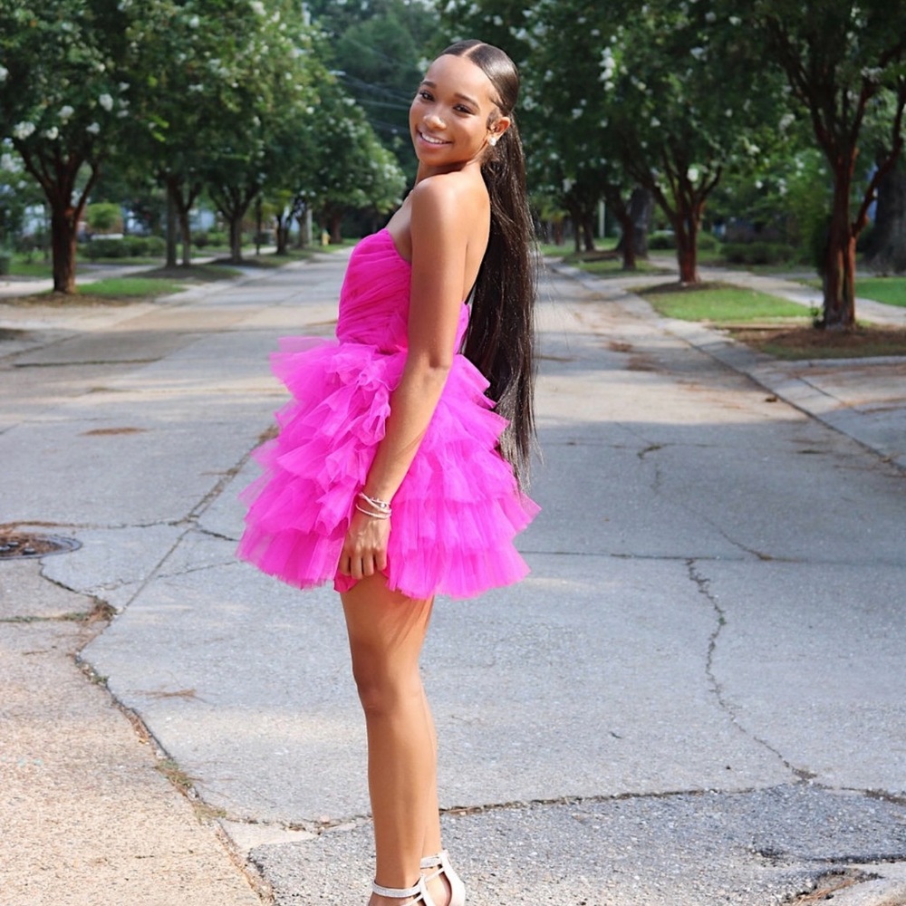 Hot pink mini dress, size small, only worn once